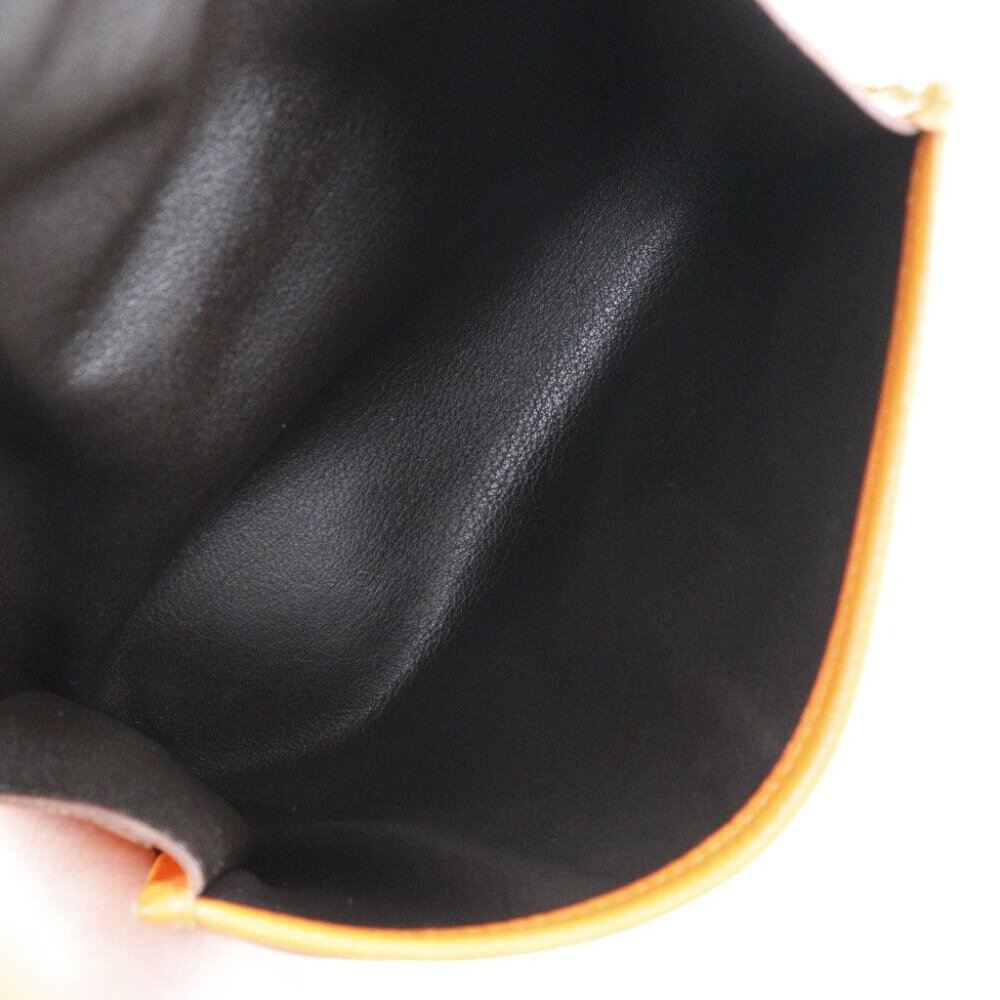 HERMES Shoulder Bag Orange / black leather Women - Picture 6 of 11